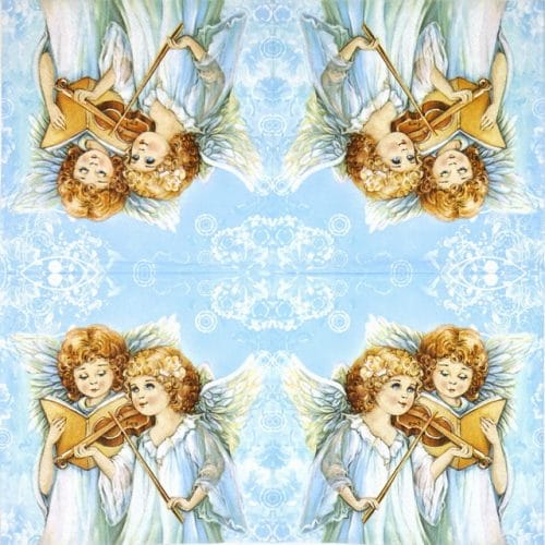Paper Napkin - Two angels singing & playing