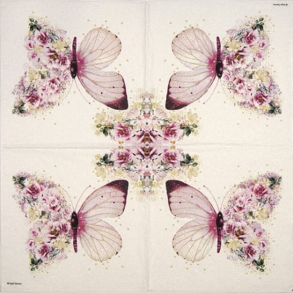 Cocktail Napkins (20) - Nigel Quiney: Butterfly Flowers