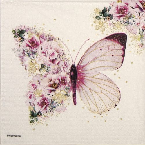 Paper Napkin - Nigel Quiney: Butterfly Flowers
