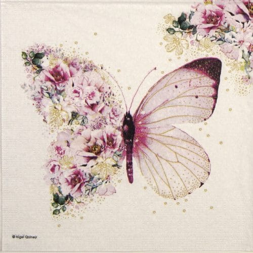 Cocktail Napkins (20) - Nigel Quiney: Butterfly Flowers