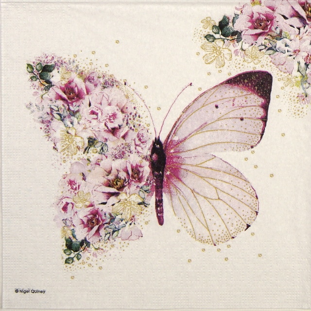 Cocktail Napkins (20) - Nigel Quiney: Butterfly Flowers
