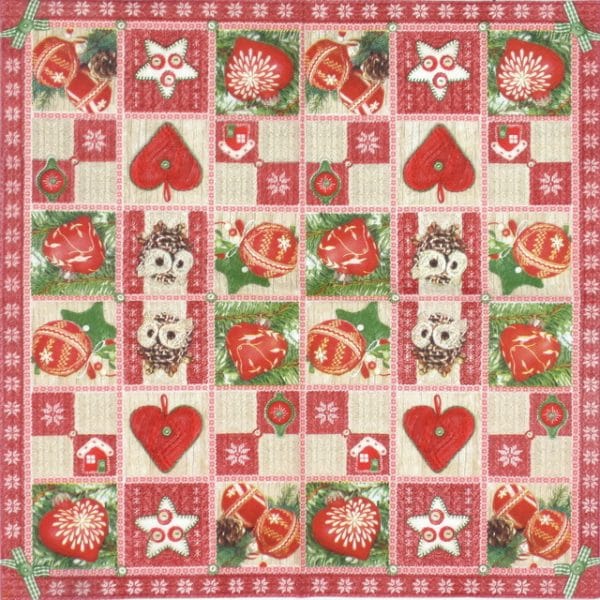 Paper Napkin - Christmas Ornaments Red - Image 2