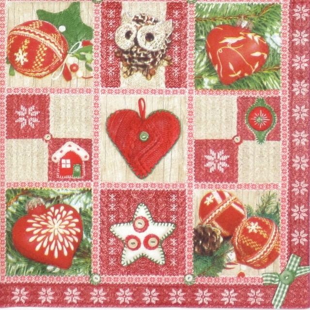Paper Napkin - Christmas Ornaments Red