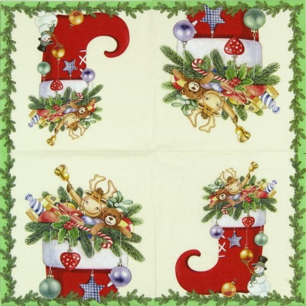Paper Napkin - Christmas Boots - Image 2