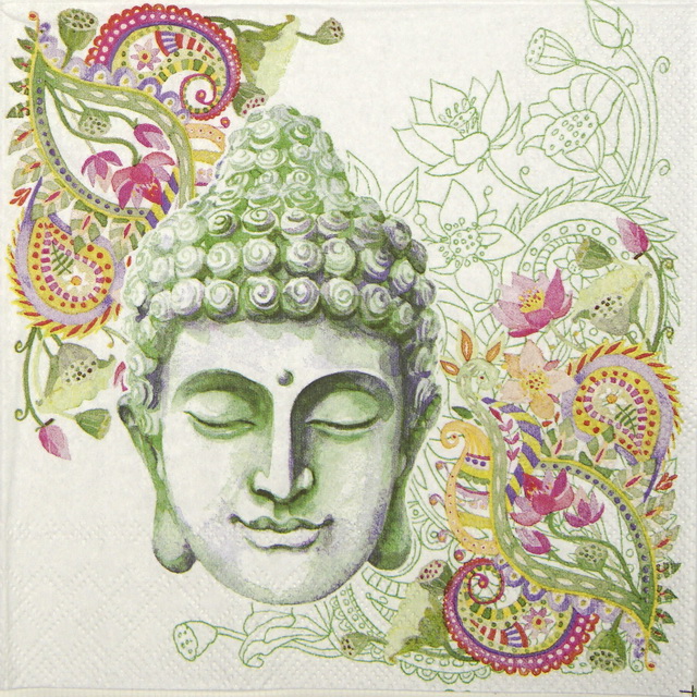 Paper Napkin - Buddha Head green