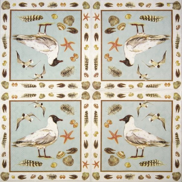 Cocktail Napkin - Black headed seagull blue - Image 2