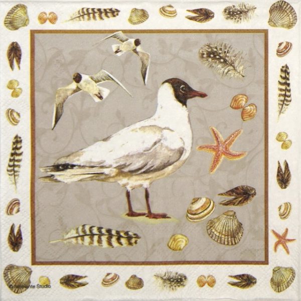 Cocktail Napkin - Black headed seagull sand