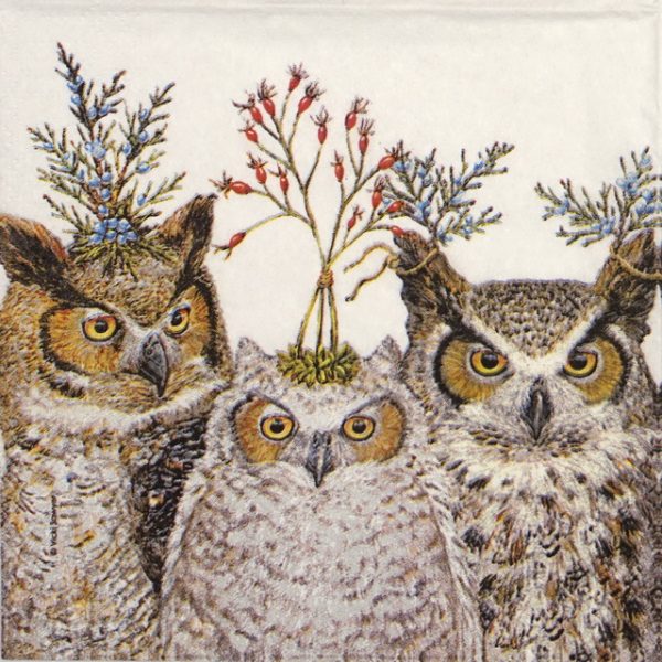 Cocktail Napkin - Vicki Sawyer: Holiday Hoot Owls