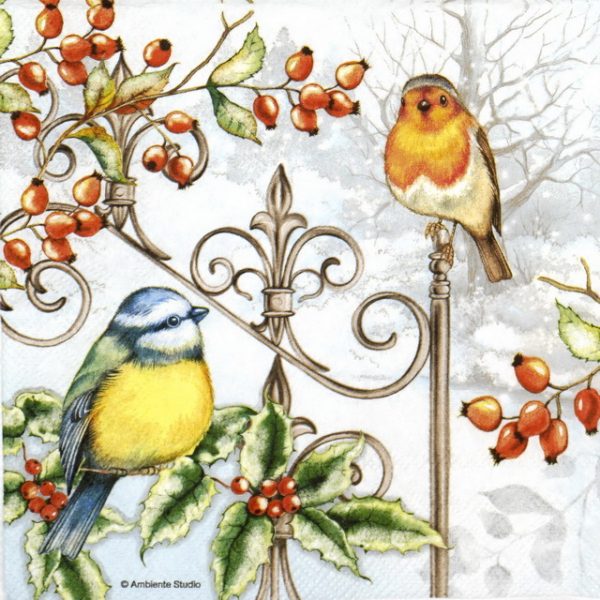 Paper Napkin - Birds and Holly