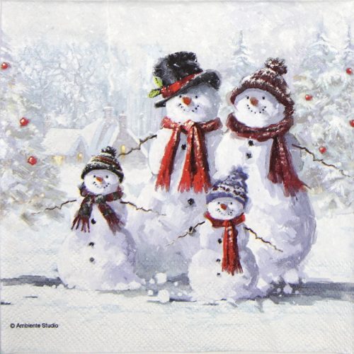 Cocktail Napkins (20) - Snowman with Hat