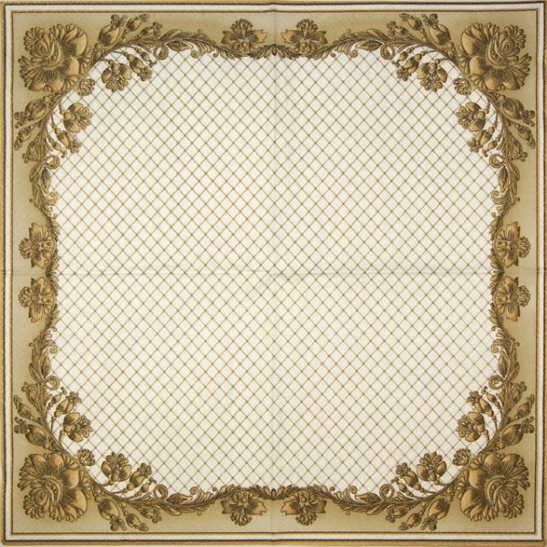 Paper Napkin - Gold Frame and Net on Crimson Beige