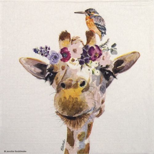 Single Decoupage Napkin - Jennifer Redstreake: Pretty Giraffe