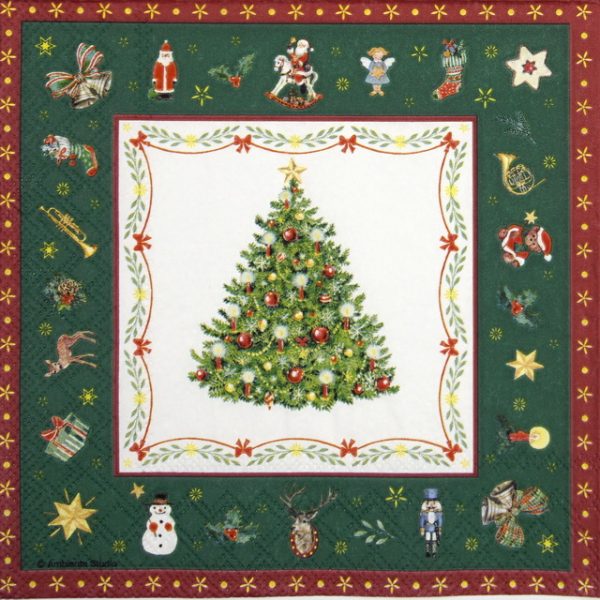 Cocktail Napkin - Christmas Evergreen Green