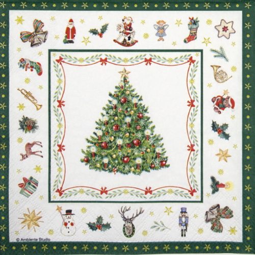 Cocktail Napkins (20) - Christmas Evergreen White