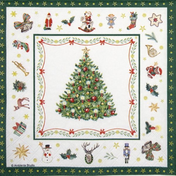 Cocktail Napkins (20) - Christmas Evergreen White