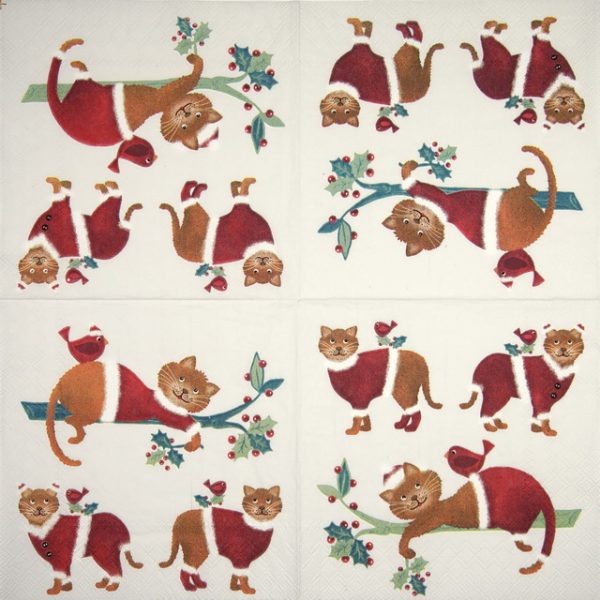 Lunch Napkins (20) - Dressed Cats White - Image 2