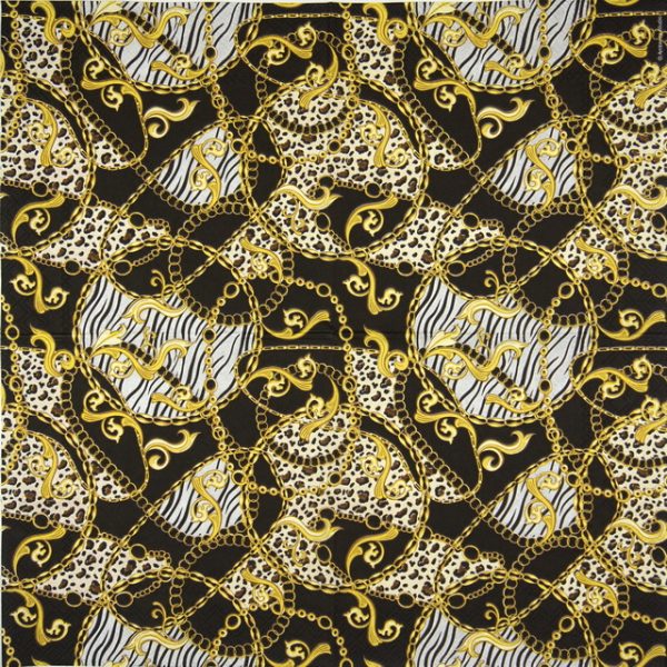 Lunch Napkins (20) -  Golden Pattern Black