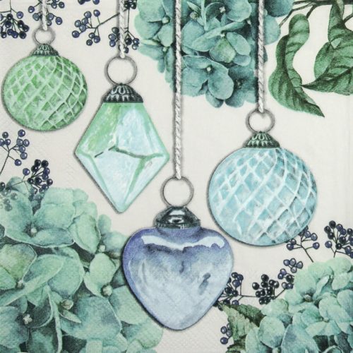 Paper Napkin - Hanging Baubles Green