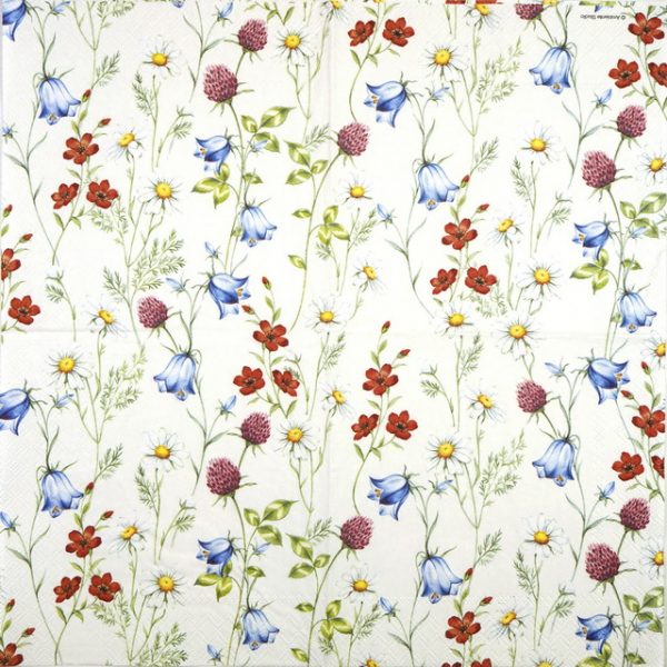 Lunch Napkins (20) - Mixed Wild Flowers White - Image 2