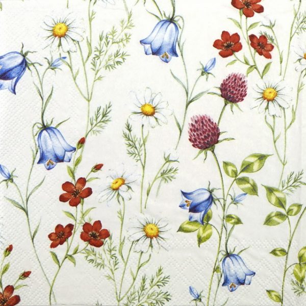 Lunch Napkins (20) - Mixed Wild Flowers White
