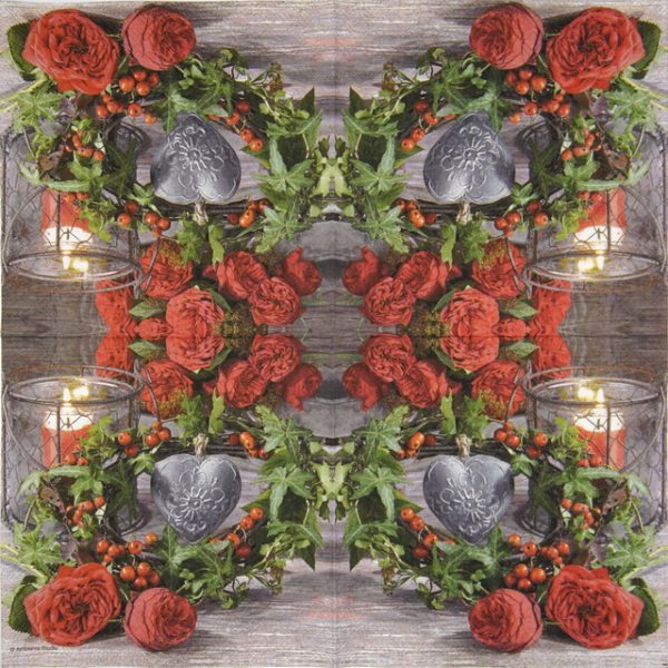 Paper Napkin -  Roses and Ivy - Image 2