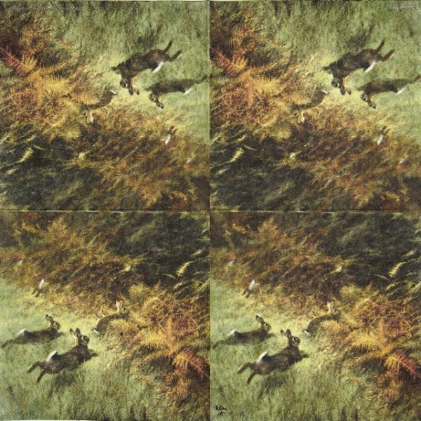 Paper Napkin - Running Rabbits - Image 2