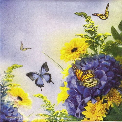 Paper Napkin - Blue & Yellow Garden