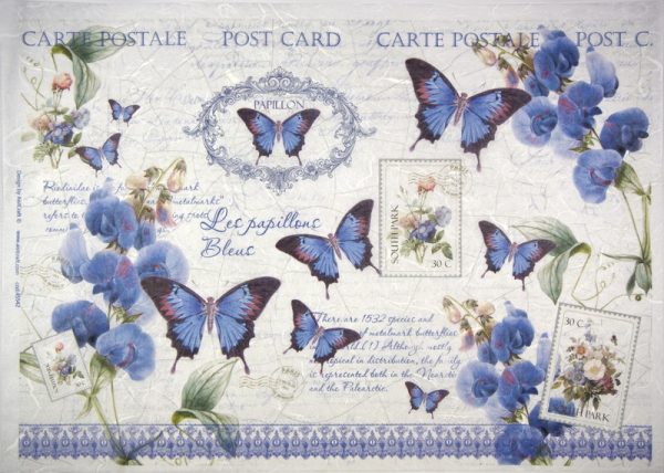 Rice Paper -  Blue butterflies