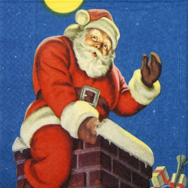 Paper Napkin - Chimney Santa