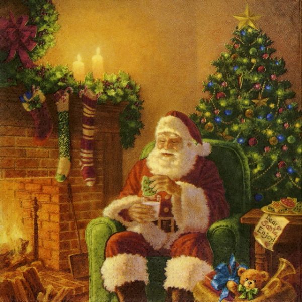 Paper Napkin - Santa at Home