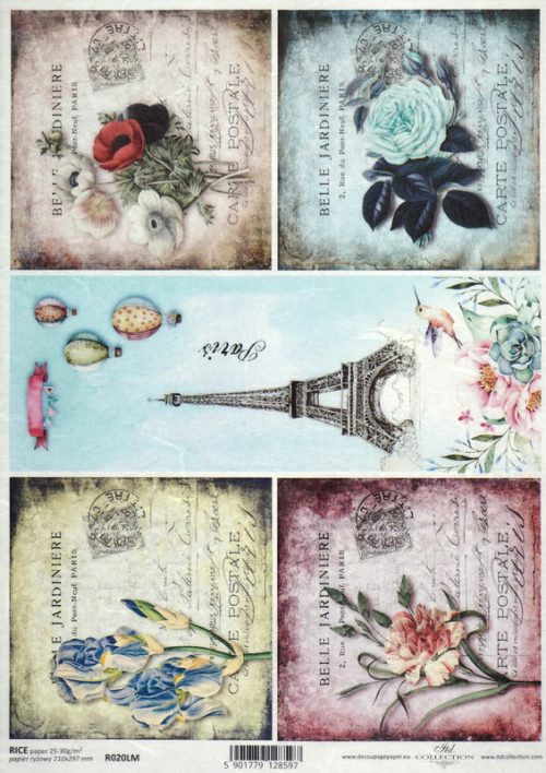 Rice Paper - Paris & Flower Collage