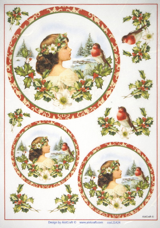 Rice Paper -  Christmas Girls with Robin
