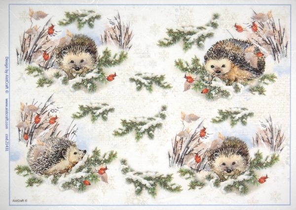 Rice Paper - Winter Forest  with Hedgehog