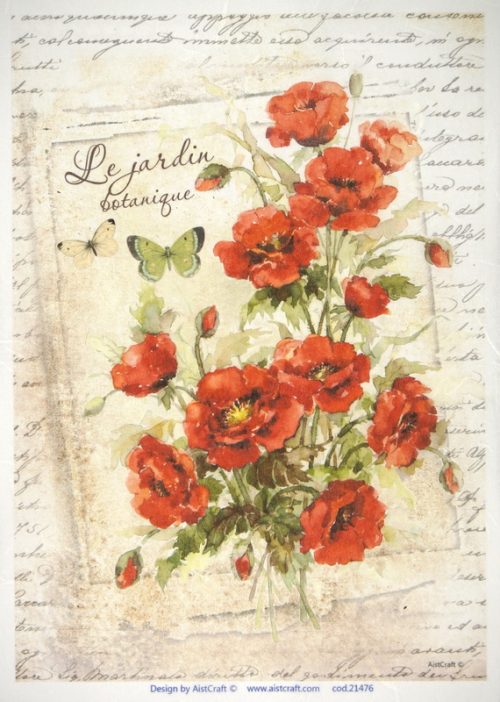 Rice Paper -  Poppies Card