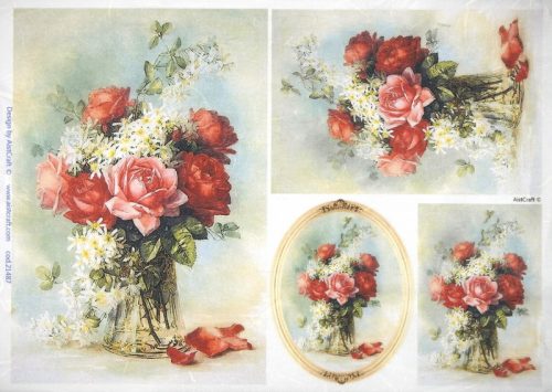 Rice Paper -  Roses in vase