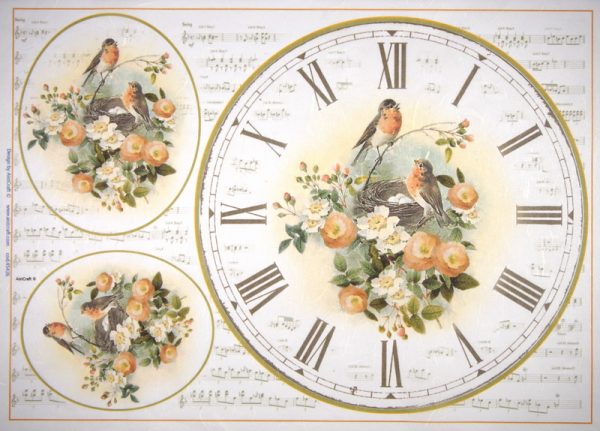 Rice Paper - Clock with birds