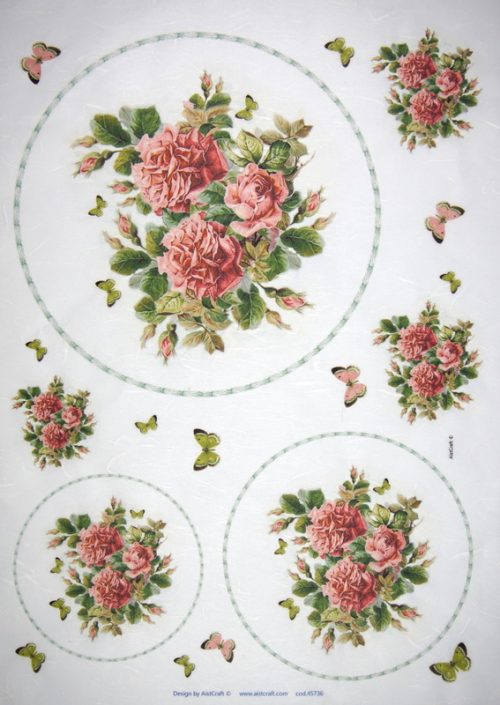 Rice Paper - Red roses in frames