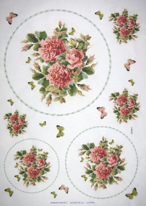 Rice Paper - Red roses in frames 32x45cm