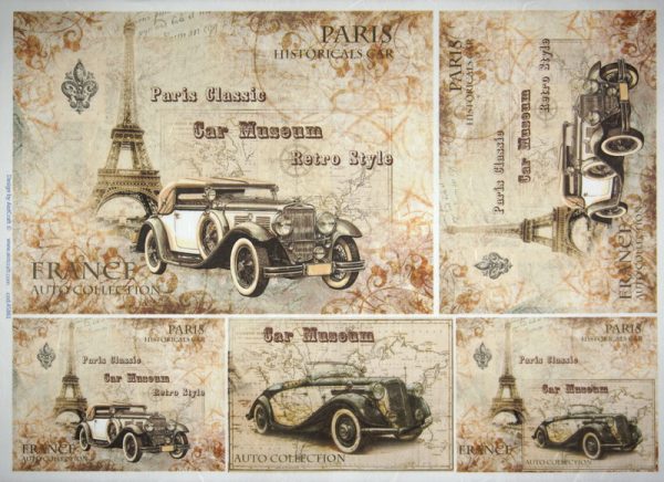 Rice Paper - Paris Historical Car 32x45cm