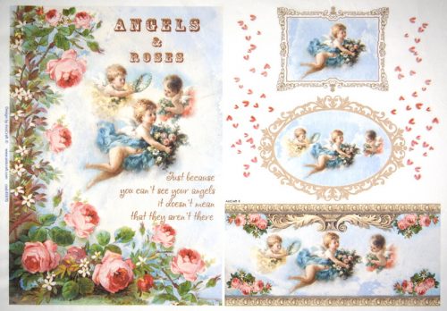 Rice Paper - Angels and roses 32x45cm