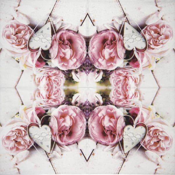 Lunch Napkins (20) -  Pivoines avec Coeur - Image 2