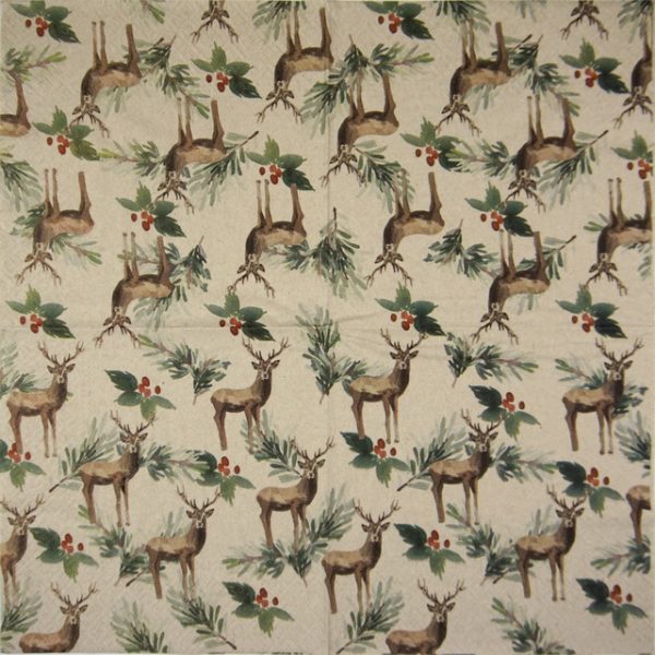 Paper Napkin - Deers and Holly