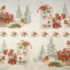 Rice Paper -  Poinsettia with birds and pine