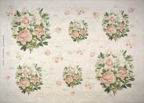 Rice Paper -  Roses and butterflies