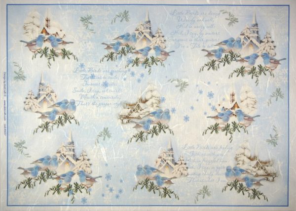 Rice Paper -  Blue Winter, Blue Birds