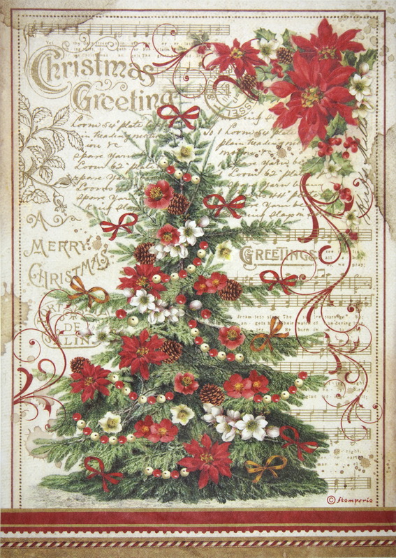 Rice Paper - Christmas Greetings Tree - DFSA4476 - Stamperia