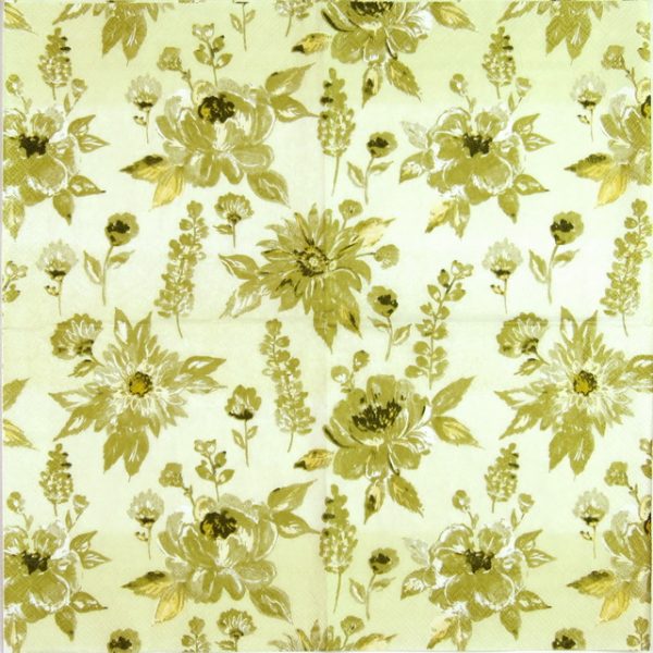 Paper Napkin - Lauren Flower Gold