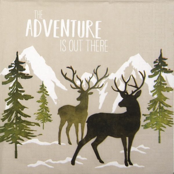 Paper Napkin - Ute Krause: Adventure Deer taupe
