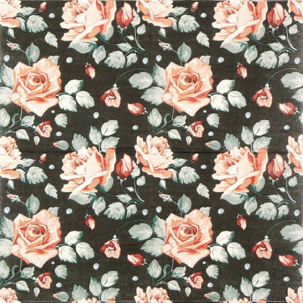 Paper Napkin - Roses Black Color - Image 2