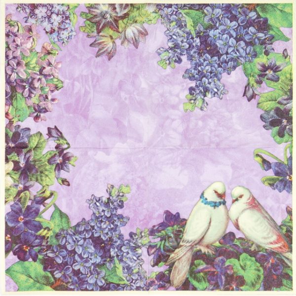 Paper Napkin - Purple Love Birds - Image 2